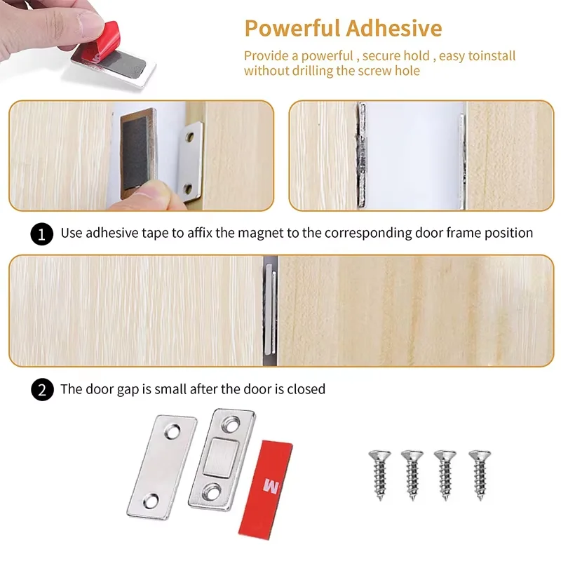 Magnetic Cabinet Catches Ultra Thin Door Strong Magnets Stopper Invisible Adhesive Drawer Magnet Lock for Kitchen Closet Closer