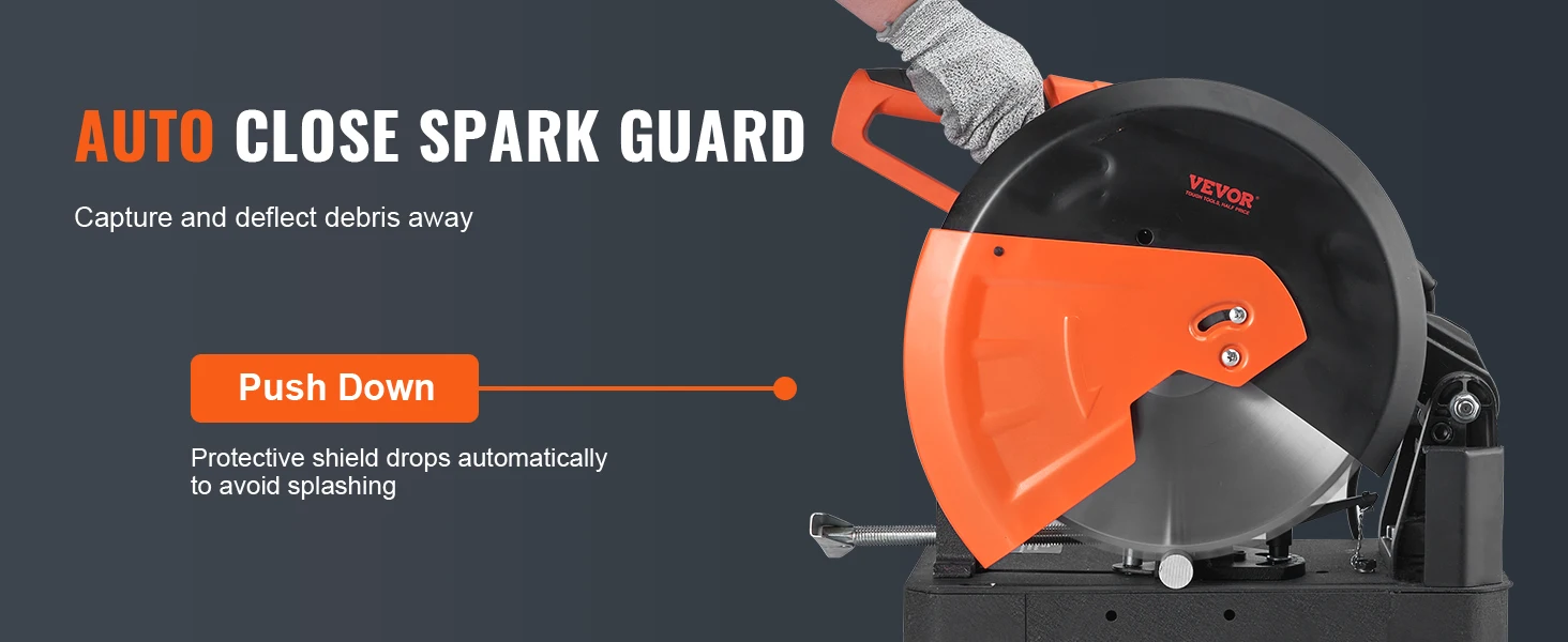 SucceBuy 2800 W Chop Saw 14"/355 mm Blade Diameter Cut Off Saw 1200RPM Steel Cutting Machine 0-45° Adjustable Dry Cut Chop Saw