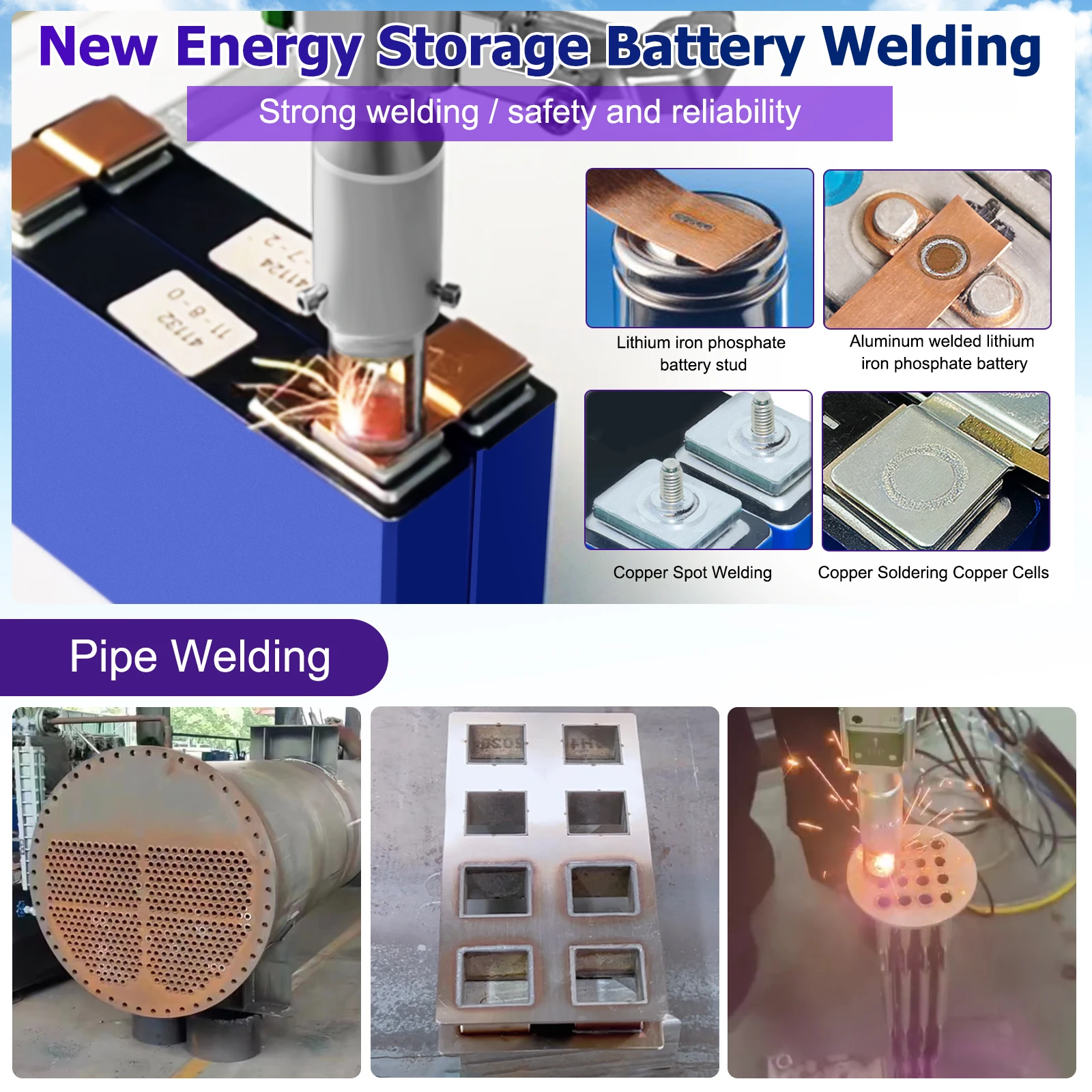 2000W Handheld Fiber Laser Welder 6 in 1 Laser Battery Welding Stiffener Welding Cleaning Cutting Welding Machine for All Metal