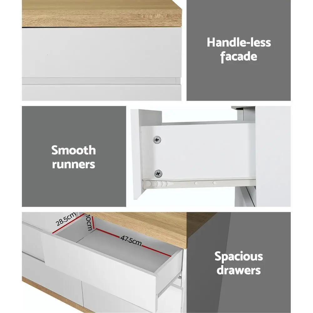 Modern White 6 Drawer Tallboy Chest Bedroom Storage Cabinet Dresser Organizer Furniture