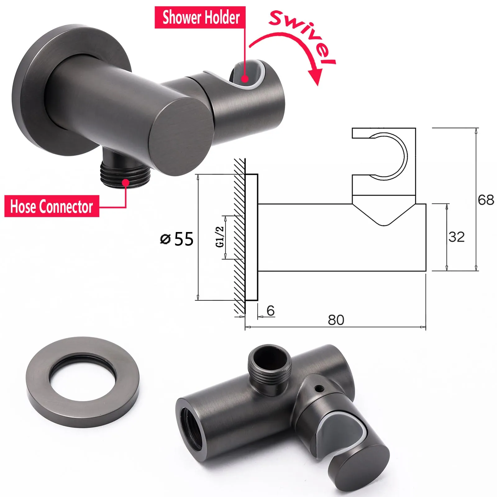 **Sydney Stock** KYLINS Brushed Gold Gun Metal Chrome Black Hand Held Shower Head Set Holder Kit Mixer Taps WELS WATERMARK