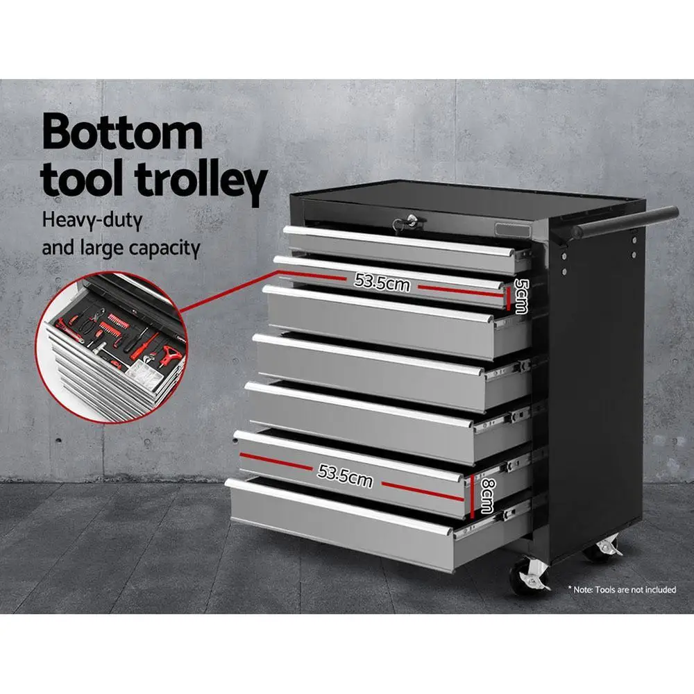 17 Drawer Mobile Tool Cabinet Chest Trolley Garage Storage Organizer Grey