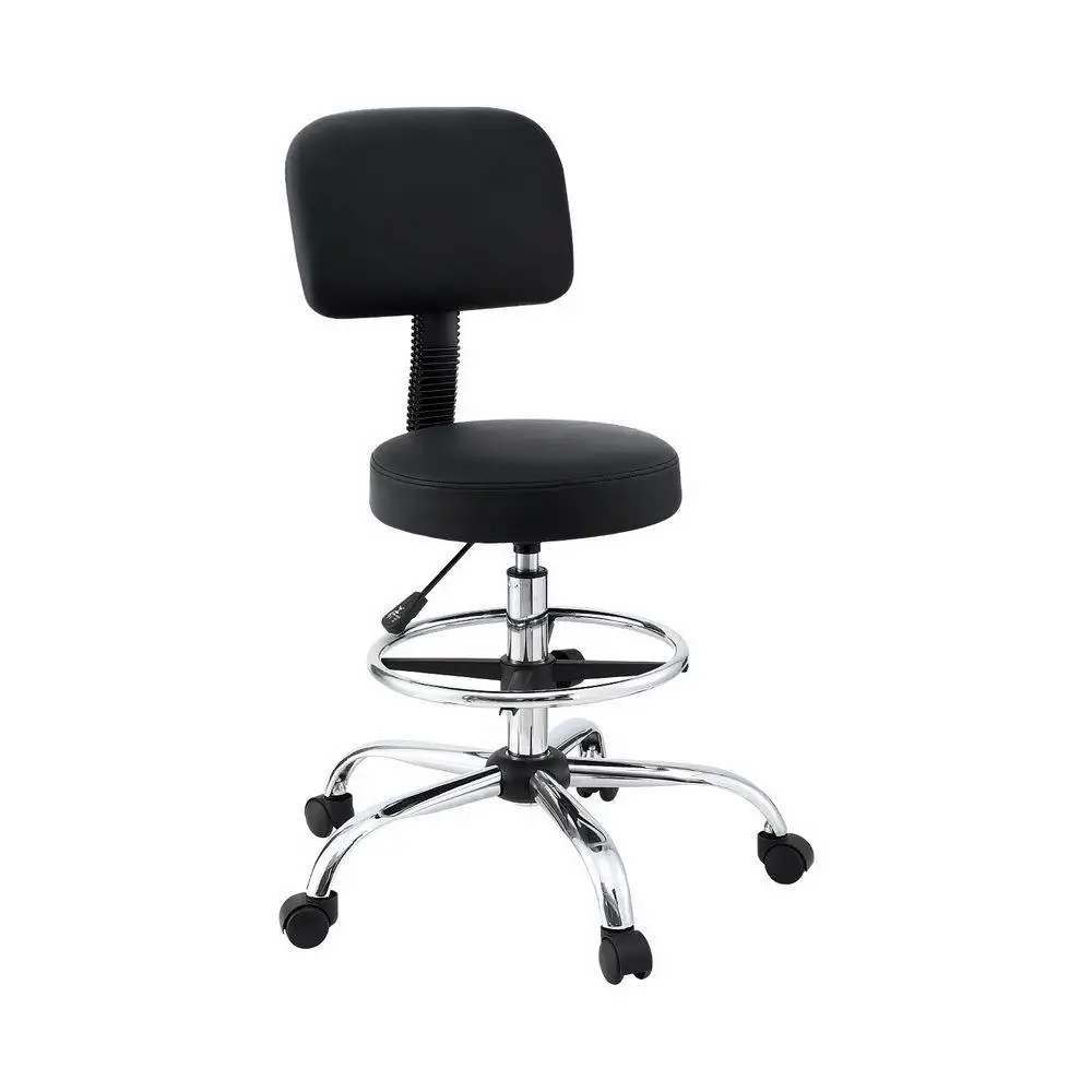 Ergonomic PU Black Office Chair Drafting Computer Standing Desk Adjustable Swivel Mesh Back Support High Comfort Home Office Seat