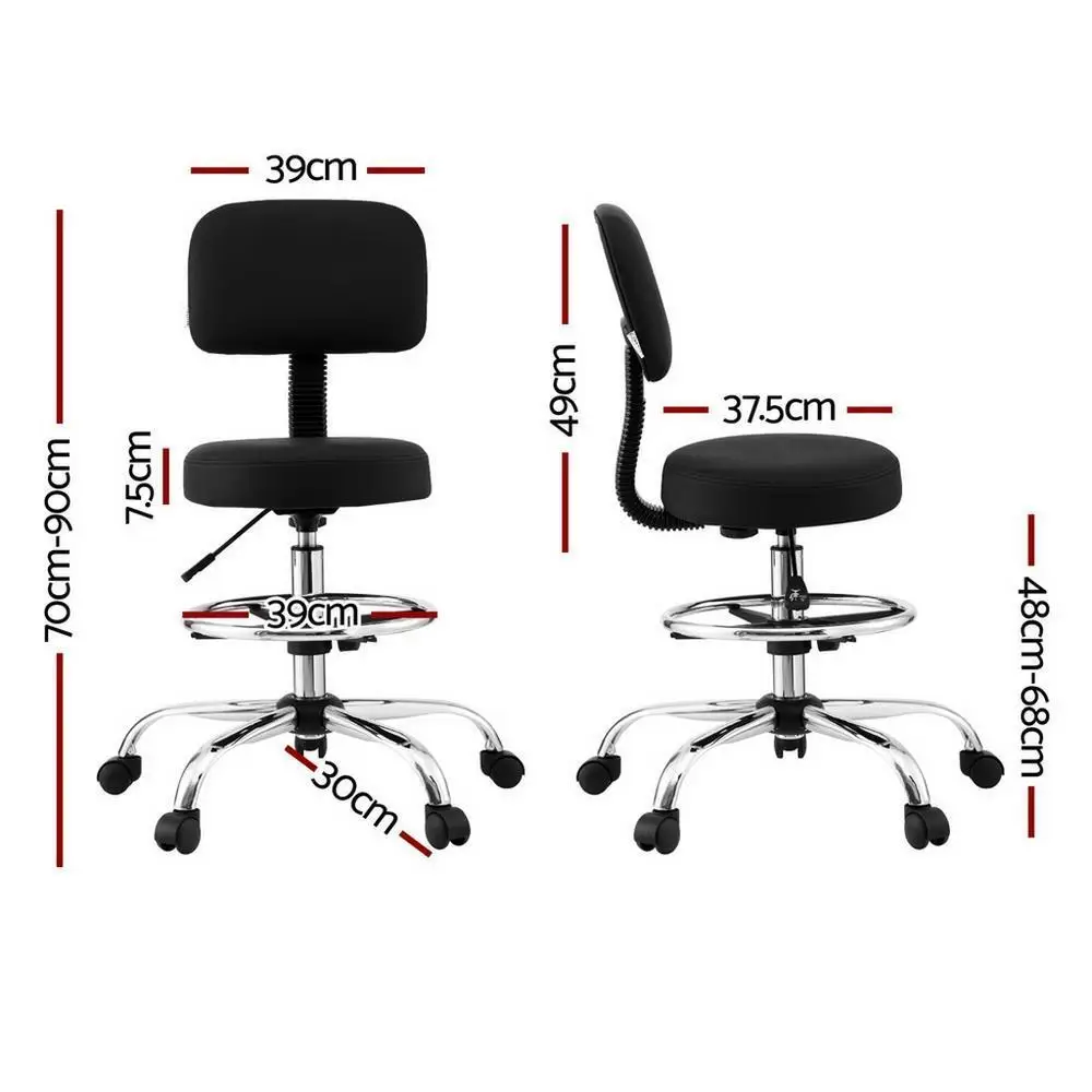 Ergonomic PU Black Office Chair Drafting Computer Standing Desk Adjustable Swivel Mesh Back Support High Comfort Home Office Seat
