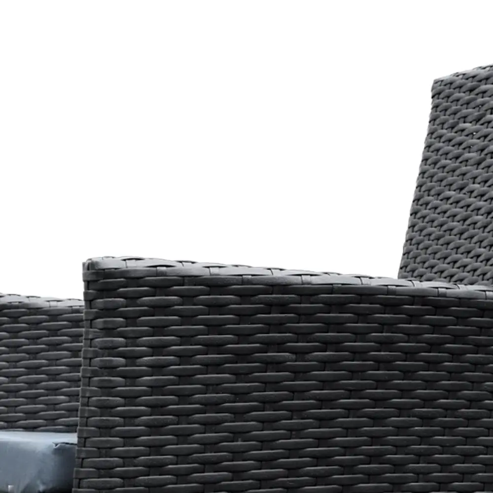 7 Piece Outdoor Wicker Dining Set Black Patio Lounge Furniture with Cushions