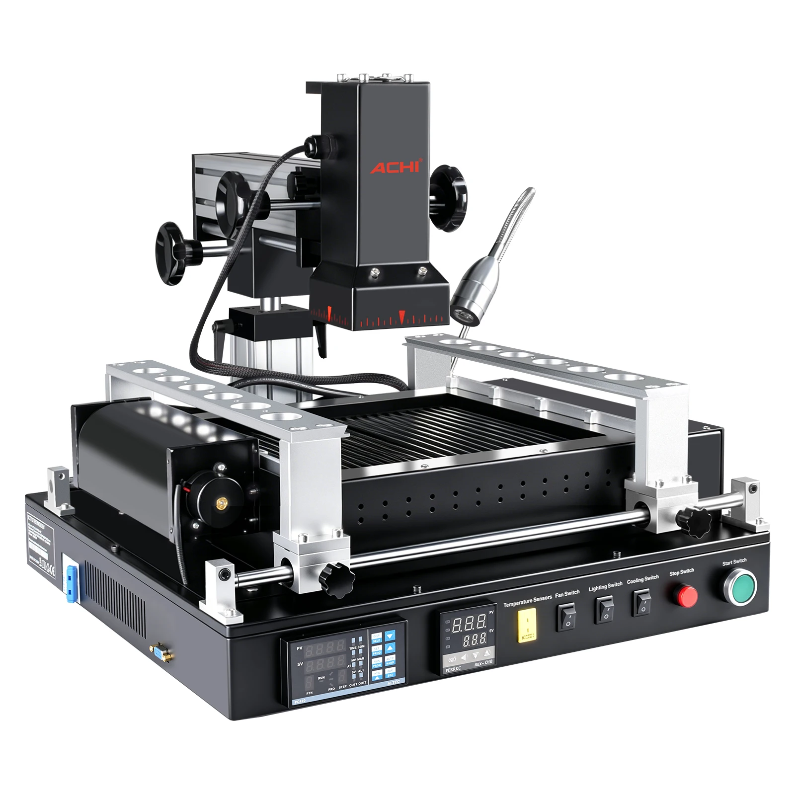 ACHI PRO SC Infrared BGA Rework Station for BGA repair, featuring precise temperature control, stable heating and complete accessories