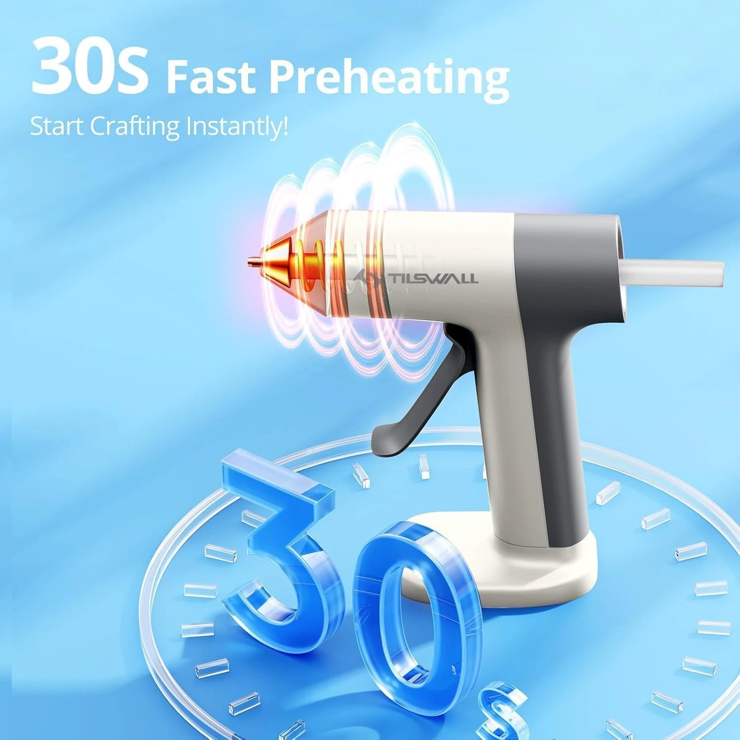 Cordless Glue Gun 30s Fast Heating Electric Hot Melt Glue Gun With 20pcs Glue Sticks 2000mAh Type-C Rechargeable Hot Melt Glue Gun 1.7mm Precision Nozzle For DIY Craft Home Repair Quick Repairs