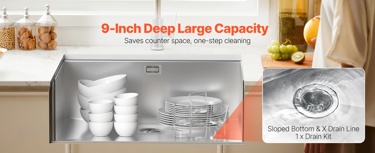 SucceBuy Kitchen Sink Workstation Stainless Steel Sinks ingle Bowl Basin with Ledge & Accessories Household Dishwasher for RV