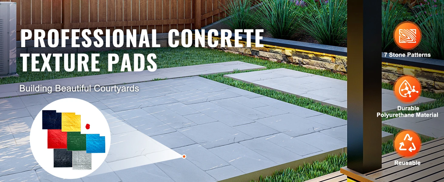 SucceBuy Concrete Stamps Mat Concrete Texturing Skin Polyurethane Stone Tile Texture Mat Concrete Molds for Outdoor Decorative