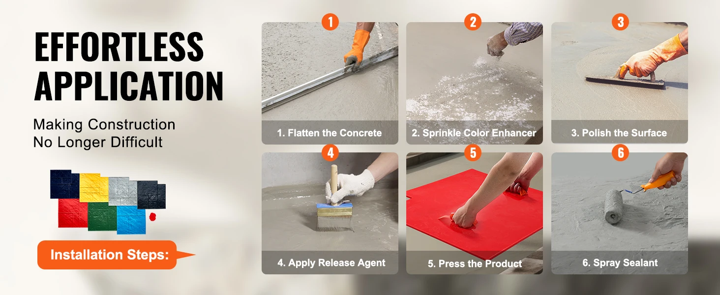 SucceBuy Concrete Stamps Mat Concrete Texturing Skin Polyurethane Stone Tile Texture Mat Concrete Molds for Outdoor Decorative