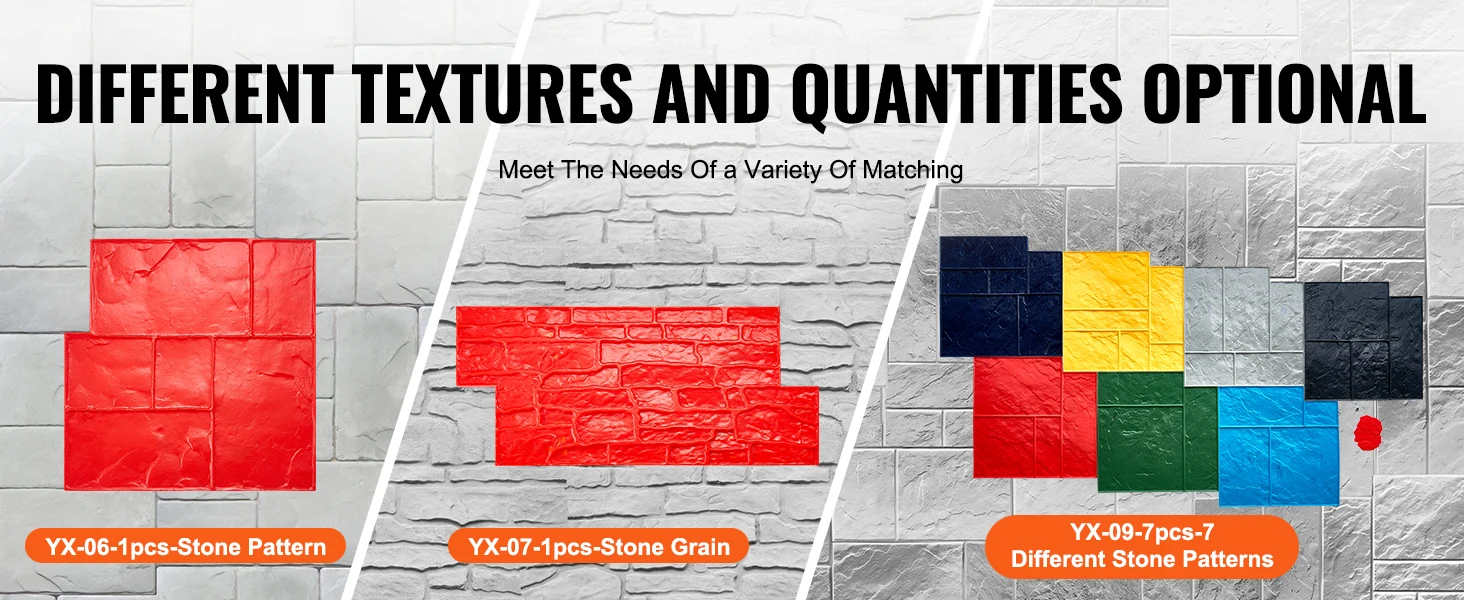 SucceBuy Concrete Stamps Mat Concrete Texturing Skin Polyurethane Stone Tile Texture Mat Concrete Molds for Outdoor Decorative