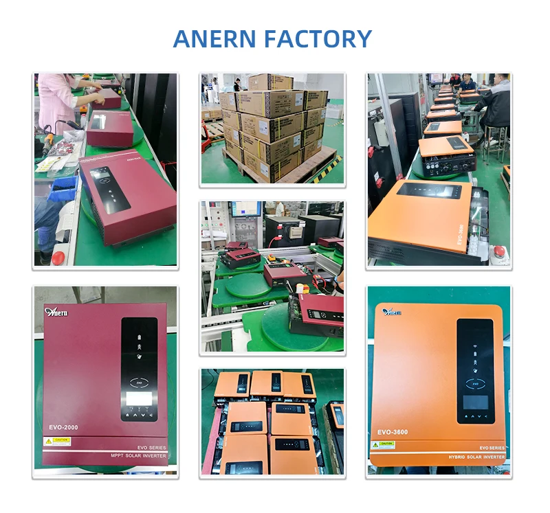 Anern 6.2KW 4.2KW 3KW 1.6KW Hybrid Inverter Off Grid Dual AC Output MPPT 120A on Grid Solar Inverter 48V 24V 12V 230V PV 500Vdc