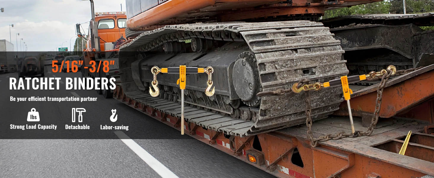 SucceBuy Heavy Ratchet Chain Binder Tie Down Hauling Load Strap with Detachable Hook Antiskid Handle for Flatbed Truck Trailer