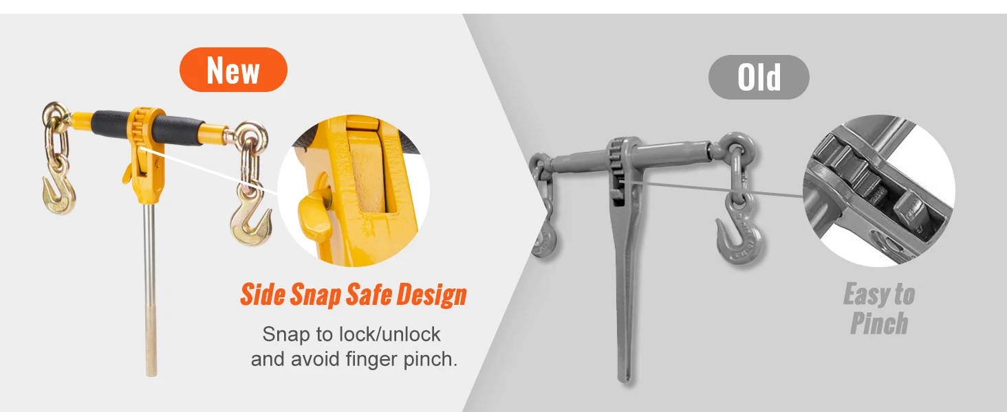 SucceBuy Heavy Ratchet Chain Binder Tie Down Hauling Load Strap with Detachable Hook Antiskid Handle for Flatbed Truck Trailer
