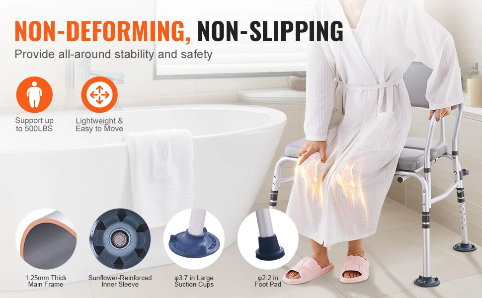 SucceBuy Tub Transfer Bench for Bathtub Shower Seats Lightweight Shower Bench with Non-Slip Bath Seats with Backrest and Armrest