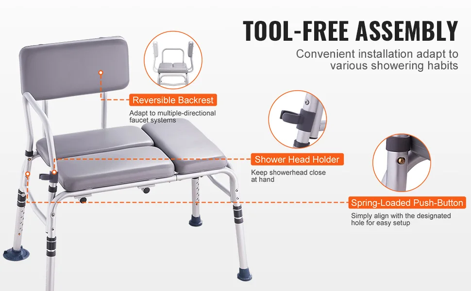 SucceBuy Tub Transfer Bench for Bathtub Shower Seats Lightweight Shower Bench with Non-Slip Bath Seats with Backrest and Armrest