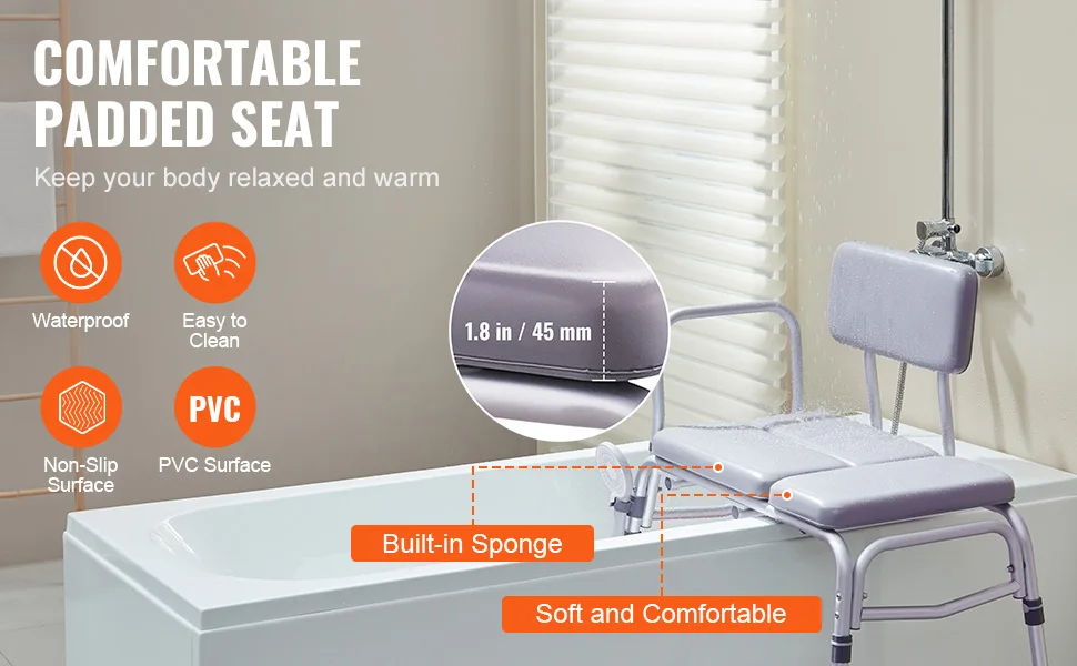 SucceBuy Tub Transfer Bench for Bathtub Shower Seats Lightweight Shower Bench with Non-Slip Bath Seats with Backrest and Armrest