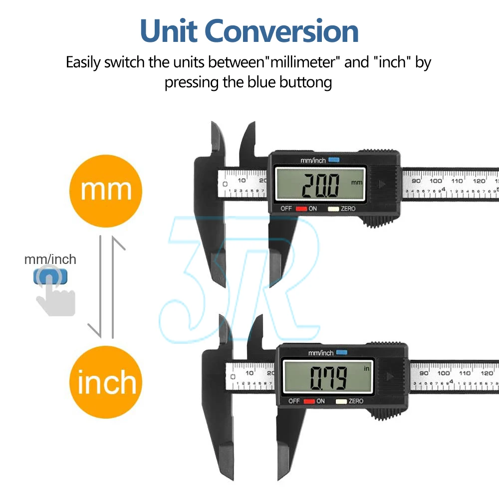 Electronic Digital Vernier Caliper Micrometer Gauge Carbon Fiber150mm 6'' Inch