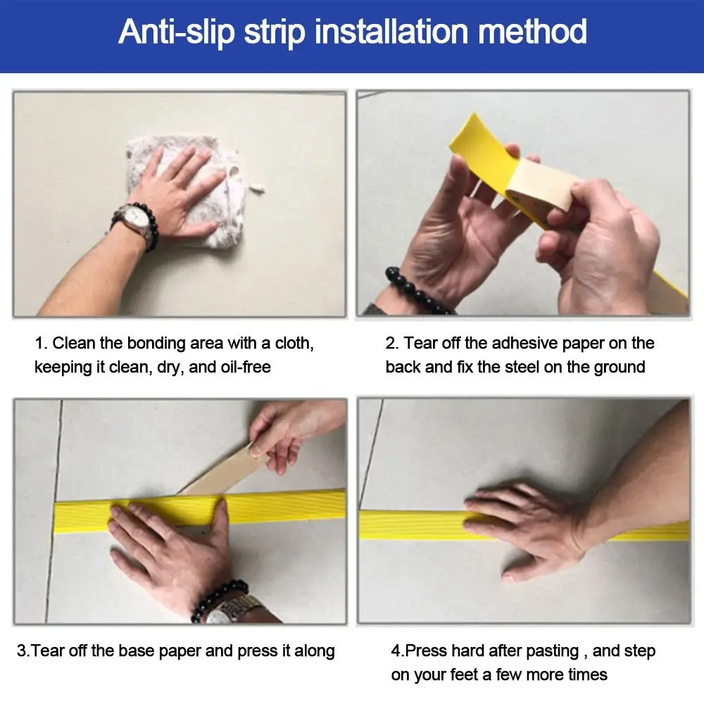 1M PVC Self-adhesive Anti-Slip Stair Tape Treads Carpet Floor Sticker Safety Waterproof Bathroom Floors Ground Sealing Strip