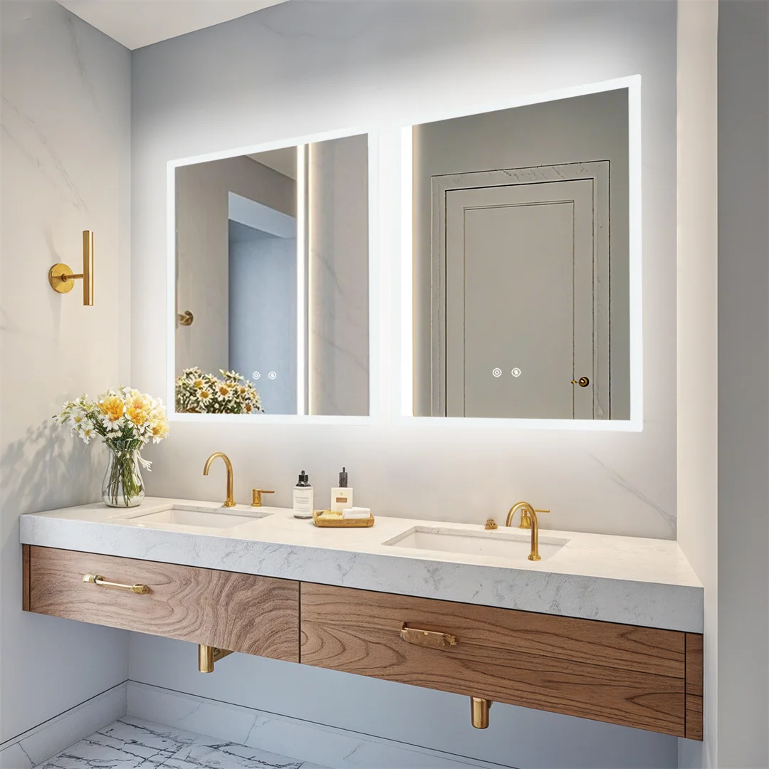 LUVODI 40/50/60/70/80cm Backlit Bathroom Mirror with Touch Sensor Anti Fog Illuminated Vanity Mirror for Modern Bath Decor