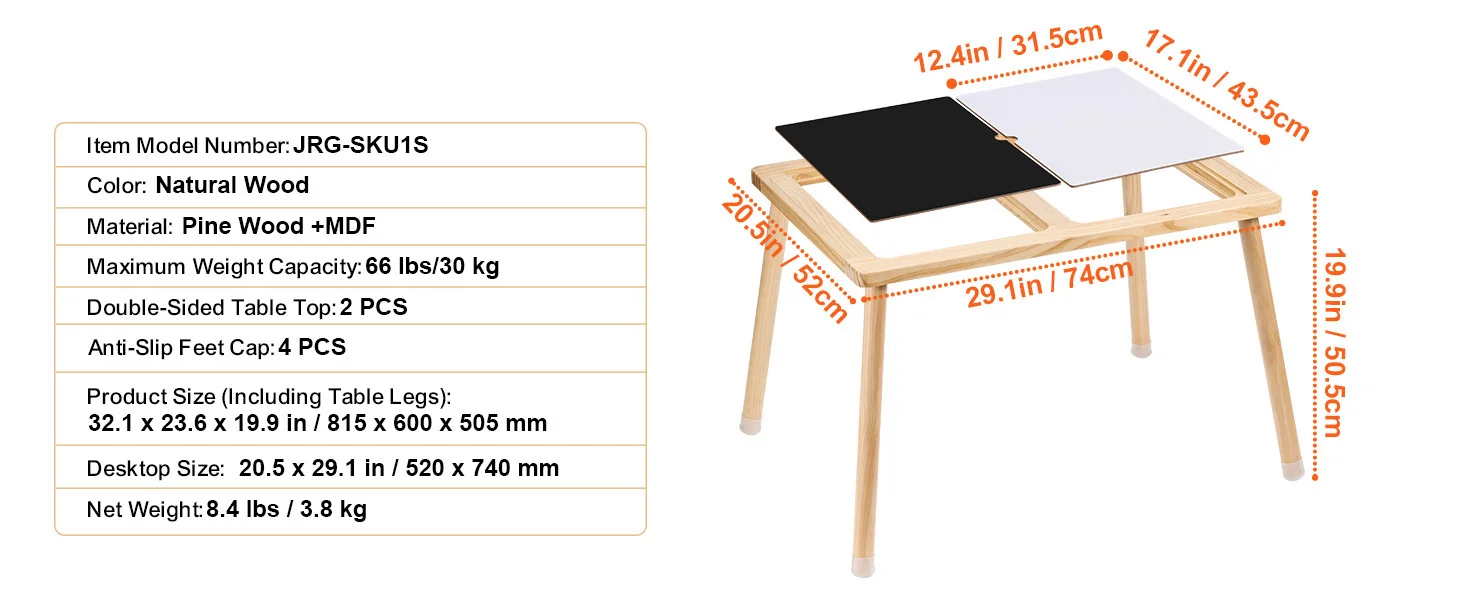 SucceBuy Wooden Sensory Table for Kids Activity with 3 Foldable Storage Bins & Double-Sided Board Indoor/Outdoor for Studying