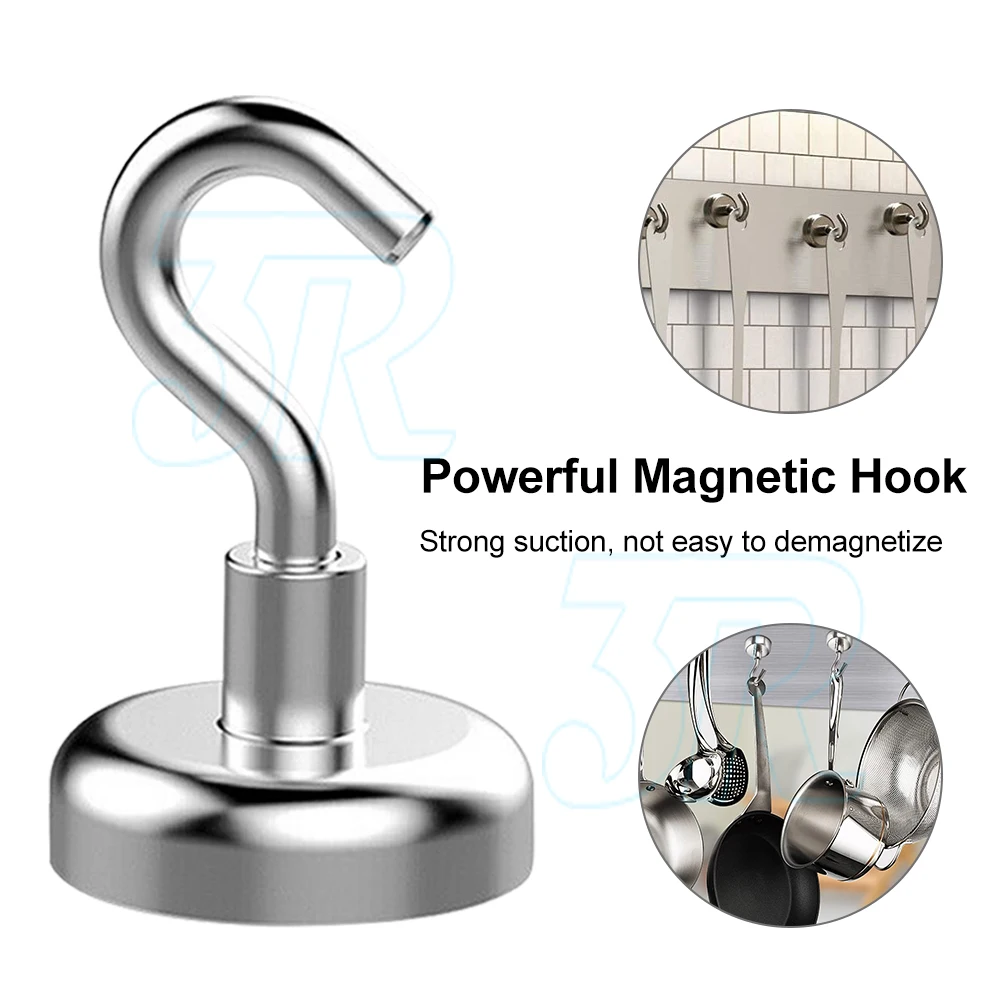 6x 12Lb Magnet Hanging Hooks Rare Earth Neodymium Strong Magnetic Hanger Holder