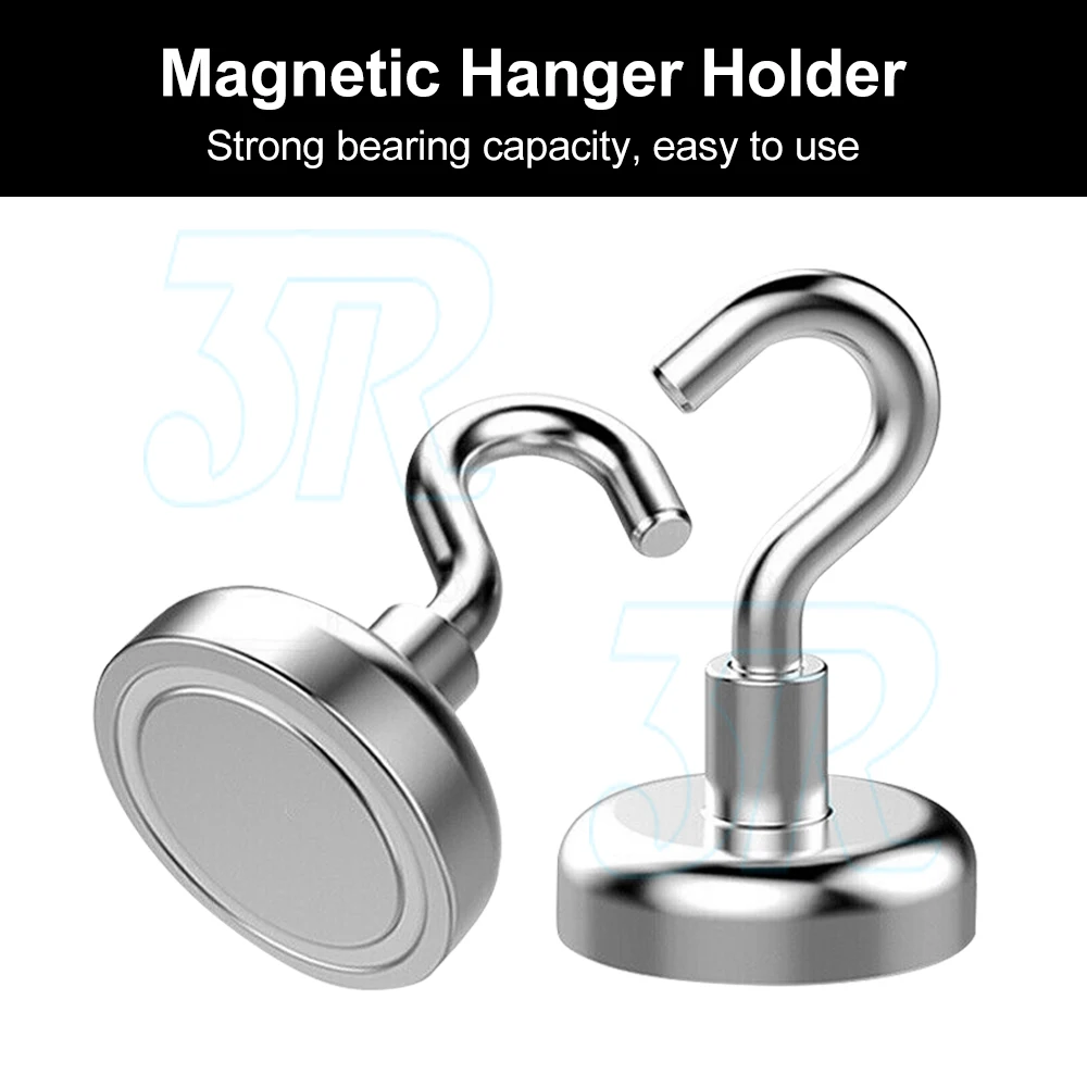 6x 12Lb Magnet Hanging Hooks Rare Earth Neodymium Strong Magnetic Hanger Holder
