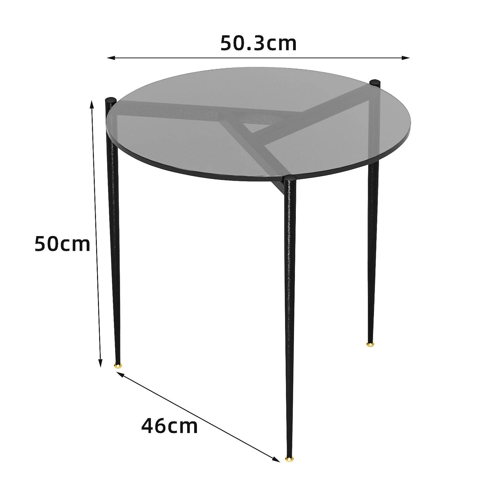 Coffee Table Round Side Table Sofa Table Coffee Table Metal Luxury Glass Table 50cm