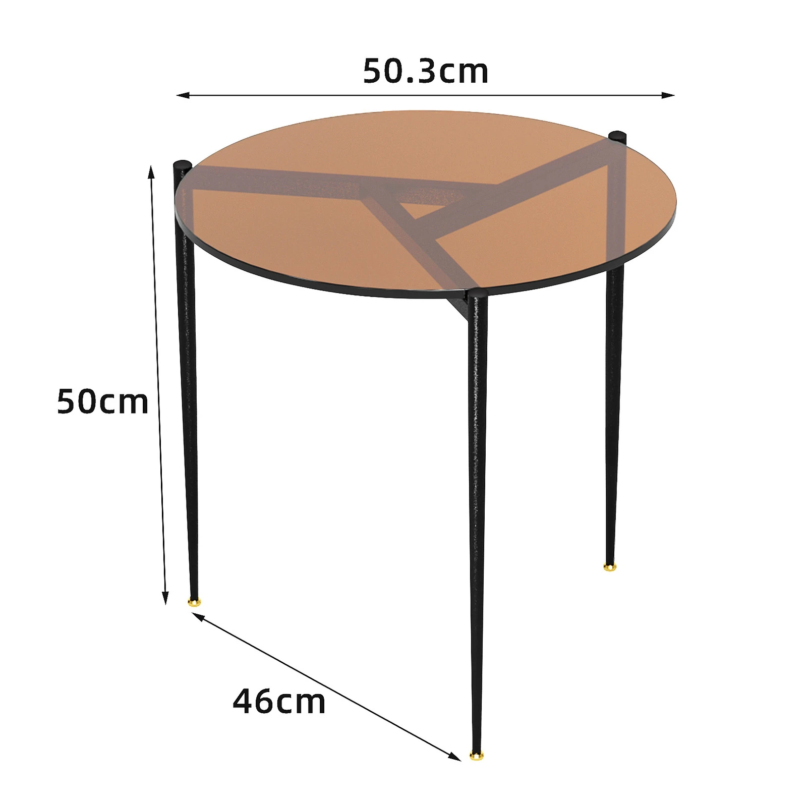 Coffee Table Round Side Table Sofa Table Coffee Table Metal Luxury Glass Table 50cm