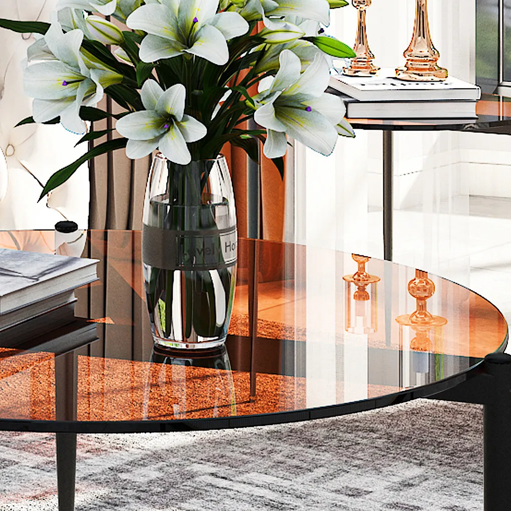 Coffee Table Round Side Table Sofa Table Coffee Table Metal Luxury Glass Table 50cm