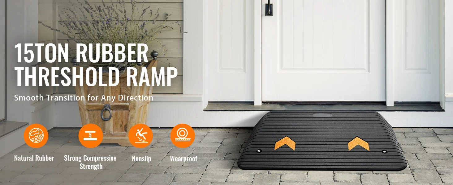 SucceBuy Multi Size Driveway Curb Ramps Portable Non-Slip Lightweight Rubber Threshold Car Ramp for Wheelchair Scooter