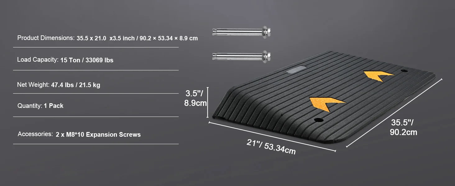 SucceBuy Multi Size Driveway Curb Ramps Portable Non-Slip Lightweight Rubber Threshold Car Ramp for Wheelchair Scooter