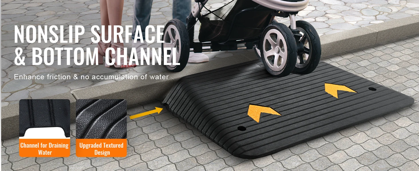 SucceBuy Multi Size Driveway Curb Ramps Portable Non-Slip Lightweight Rubber Threshold Car Ramp for Wheelchair Scooter