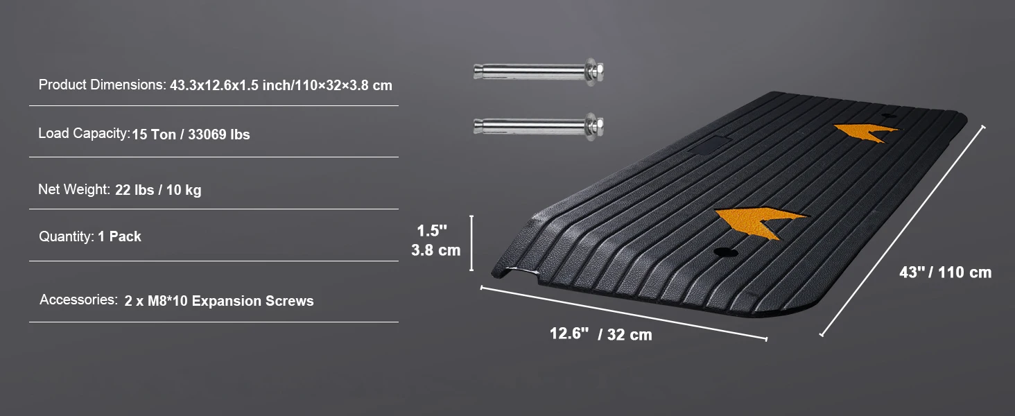 SucceBuy Multi Size Driveway Curb Ramps Portable Non-Slip Lightweight Rubber Threshold Car Ramp for Wheelchair Scooter