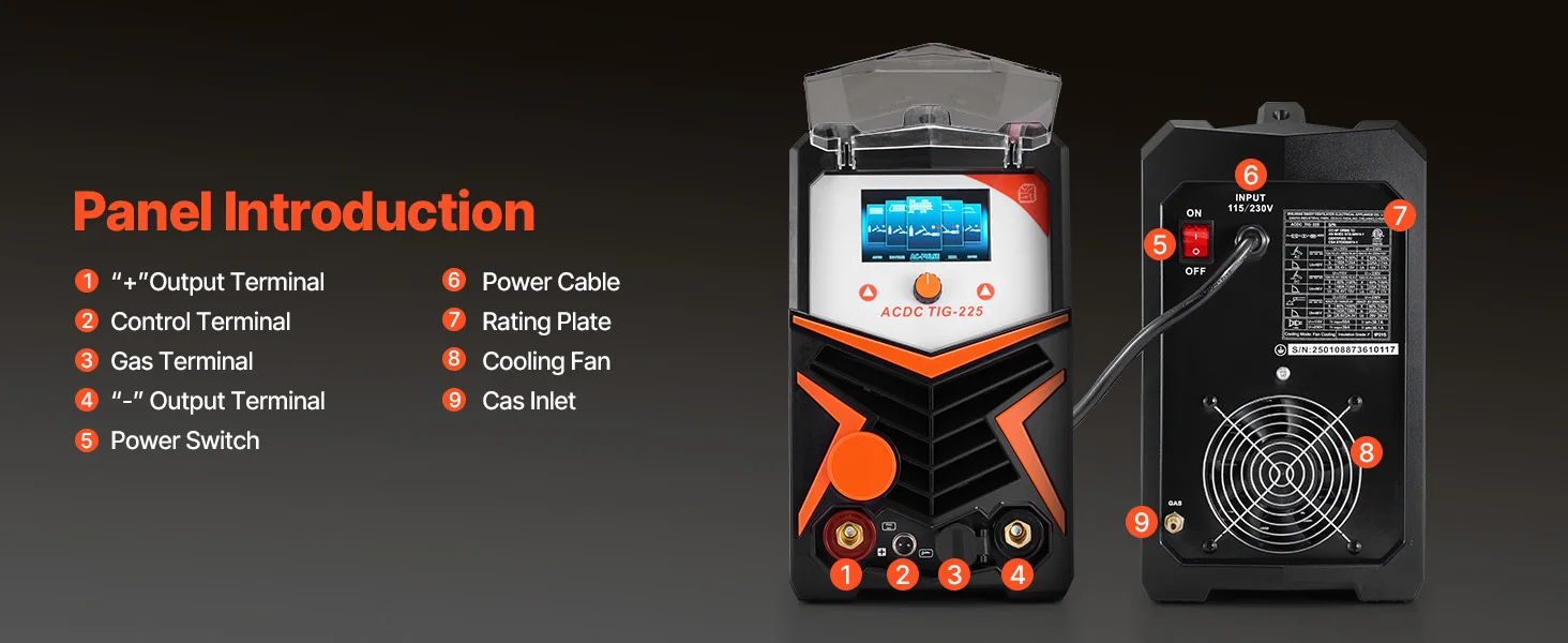succebuyTIG Welder225A6-In-1 Aluminum Welding Machine AC TIG/DC Pulse Spot/MMA Dual Voltage Electric Welder with IGBT Inverter