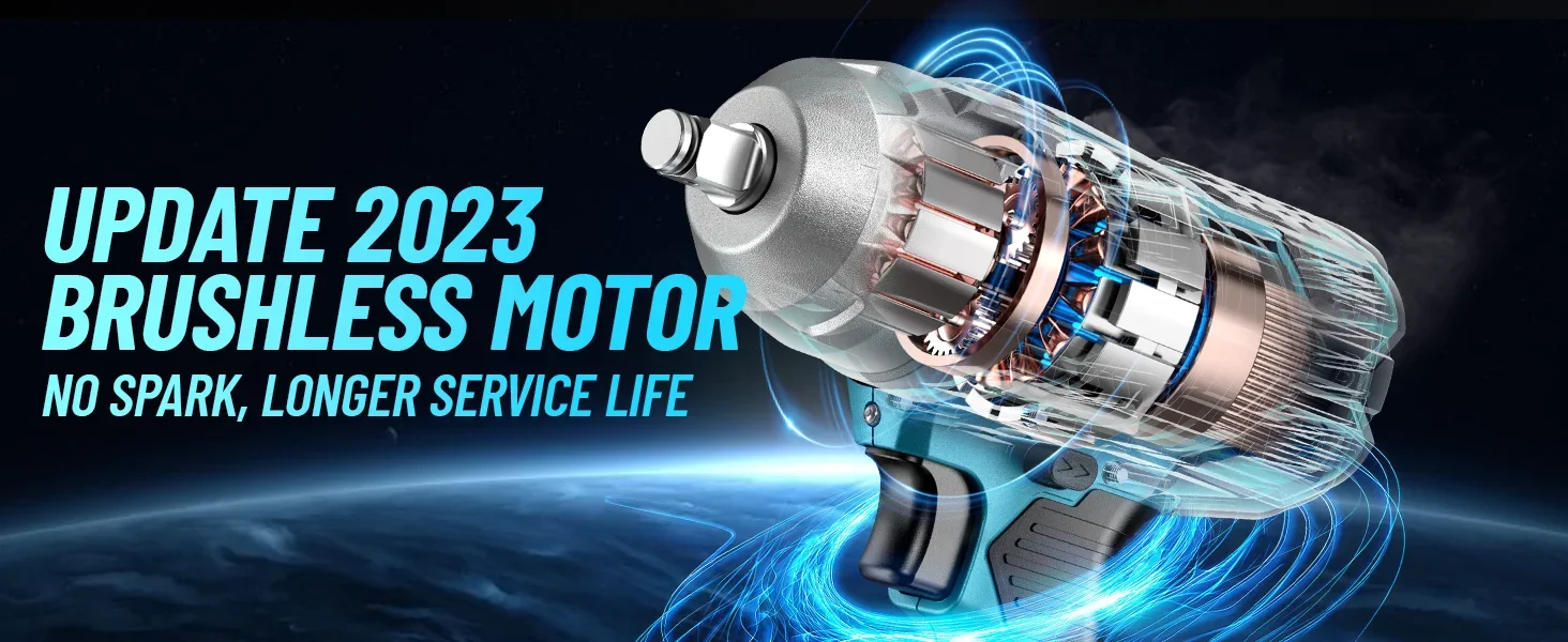 Seesii Cordless Impact Wrench 1/2 inch Brushless Impact Gun Max Torque 650Nm 3300RPM 2x 4.0 For makita Battery Impact Driver