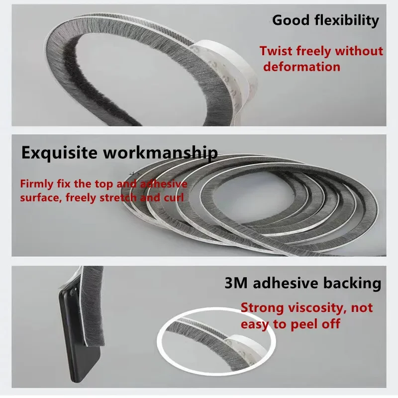 5/10M New Home Windproof Tape Sealing Strip Pile Weatherstrip Home Door Window Sound Insulation Dust Strip Weather Stripping