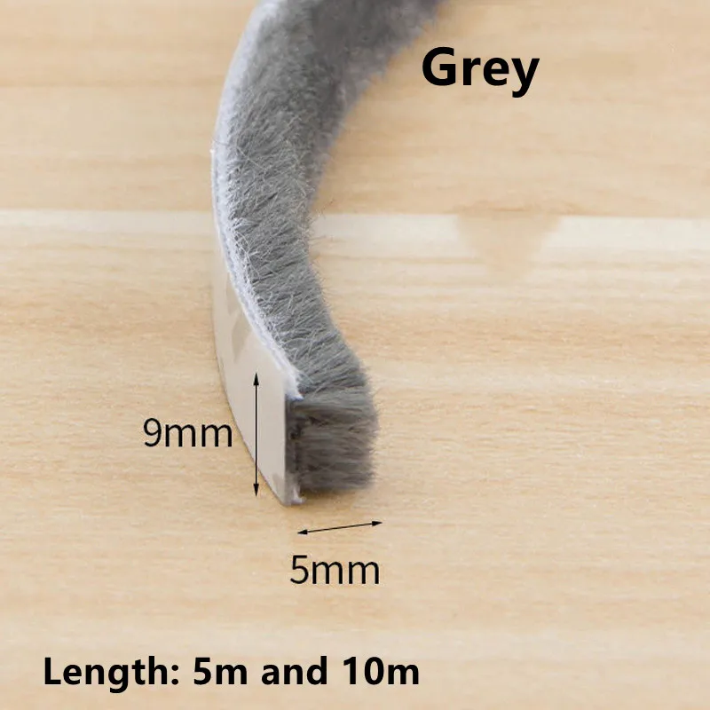 5/10M New Home Windproof Tape Sealing Strip Pile Weatherstrip Home Door Window Sound Insulation Dust Strip Weather Stripping