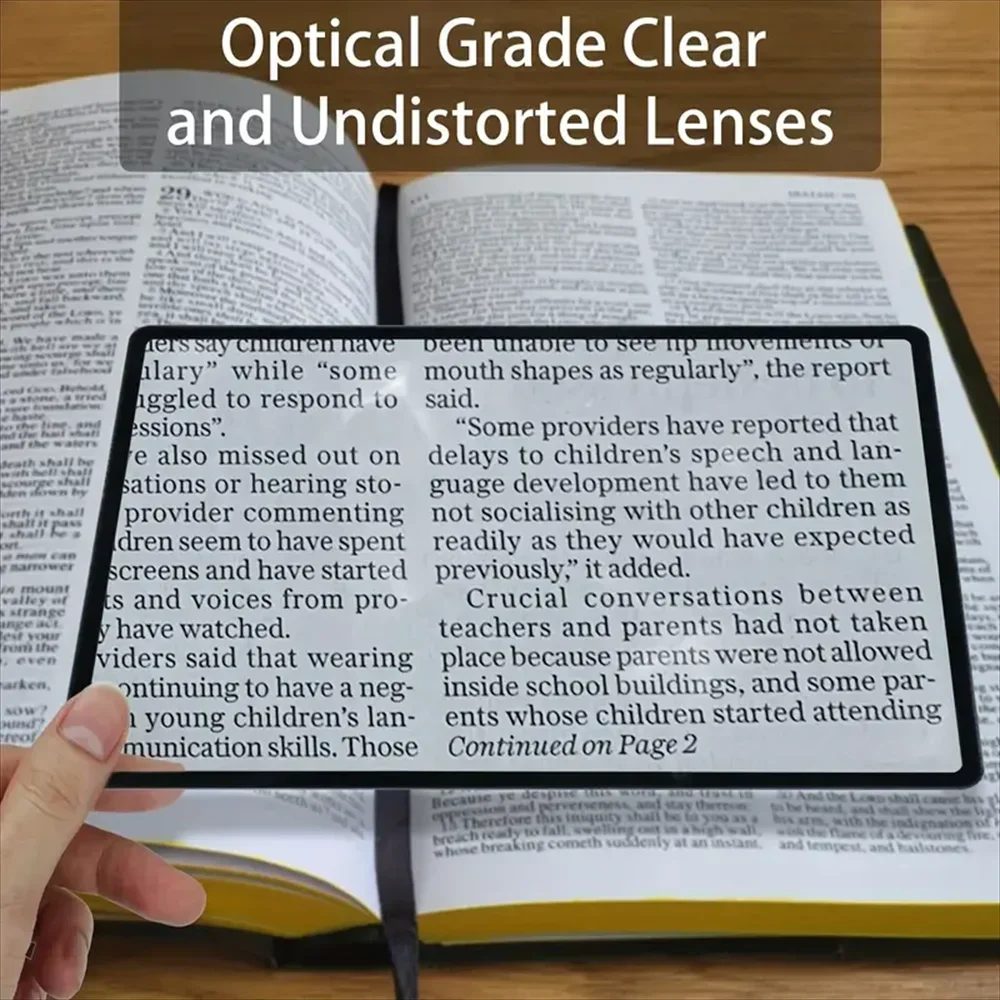 Magnifying Glass Light A5 Full Page Large Sheet Magnifier Magnifying Glass Book Page Magnification 3X Ultra-thin Magnifier Loupe