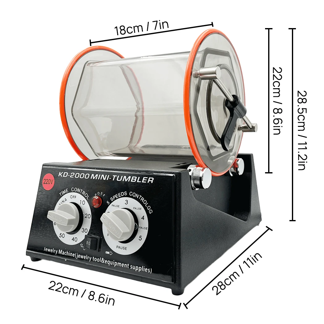 3/5KG Rotary Tumbler Surface Polisher Jewelry Drum Polishing Gem DIY Tumbler Finish Machine