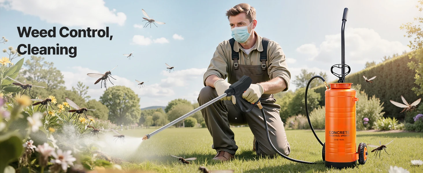 SucceBuy Industrial Concrete Sprayer StainlessSteel Heavy Duty Tri-Poxy Pump Sprayers Brass Nozzles for Construction Lawn&Garden