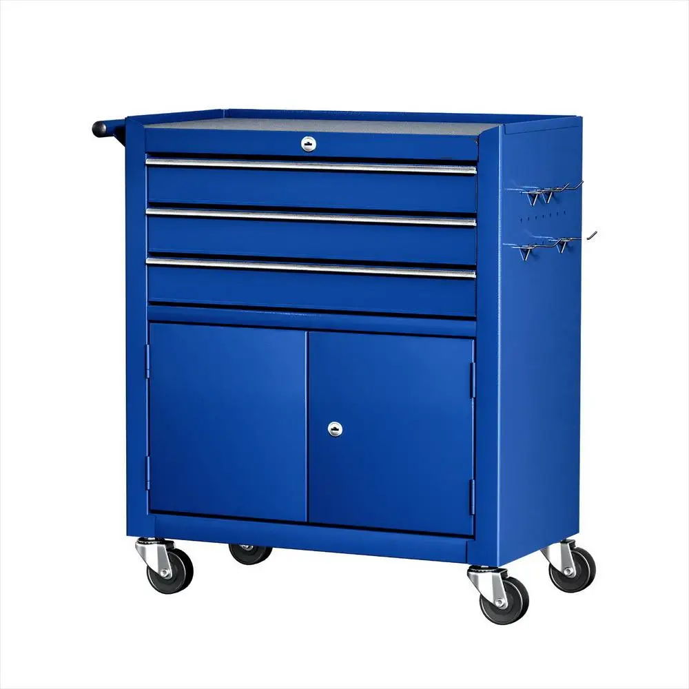 3 Drawer Metal Tool Box Cabinet Garage Storage Organizer Heavy Duty Portable Toolbox for Workshop and Home Use