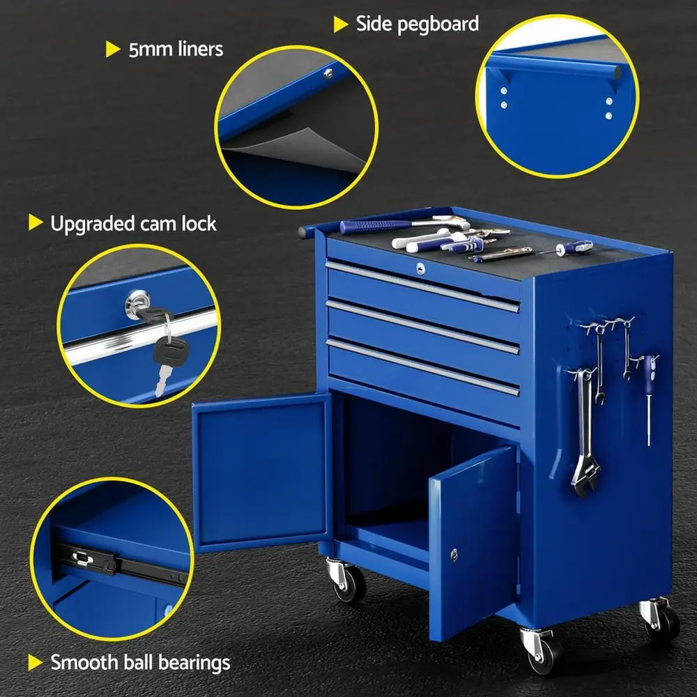 3 Drawer Metal Tool Box Cabinet Garage Storage Organizer Heavy Duty Portable Toolbox for Workshop and Home Use