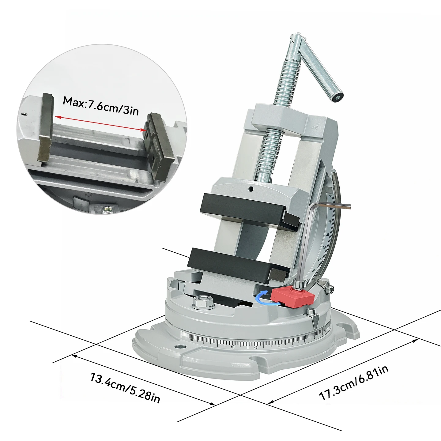 Allsome 3" Swivel-Base Tilting Vise, Milling Machine Vise, 3 Way (Swivel,Tilting,Angle Vice) Milling Vice for Drill Press