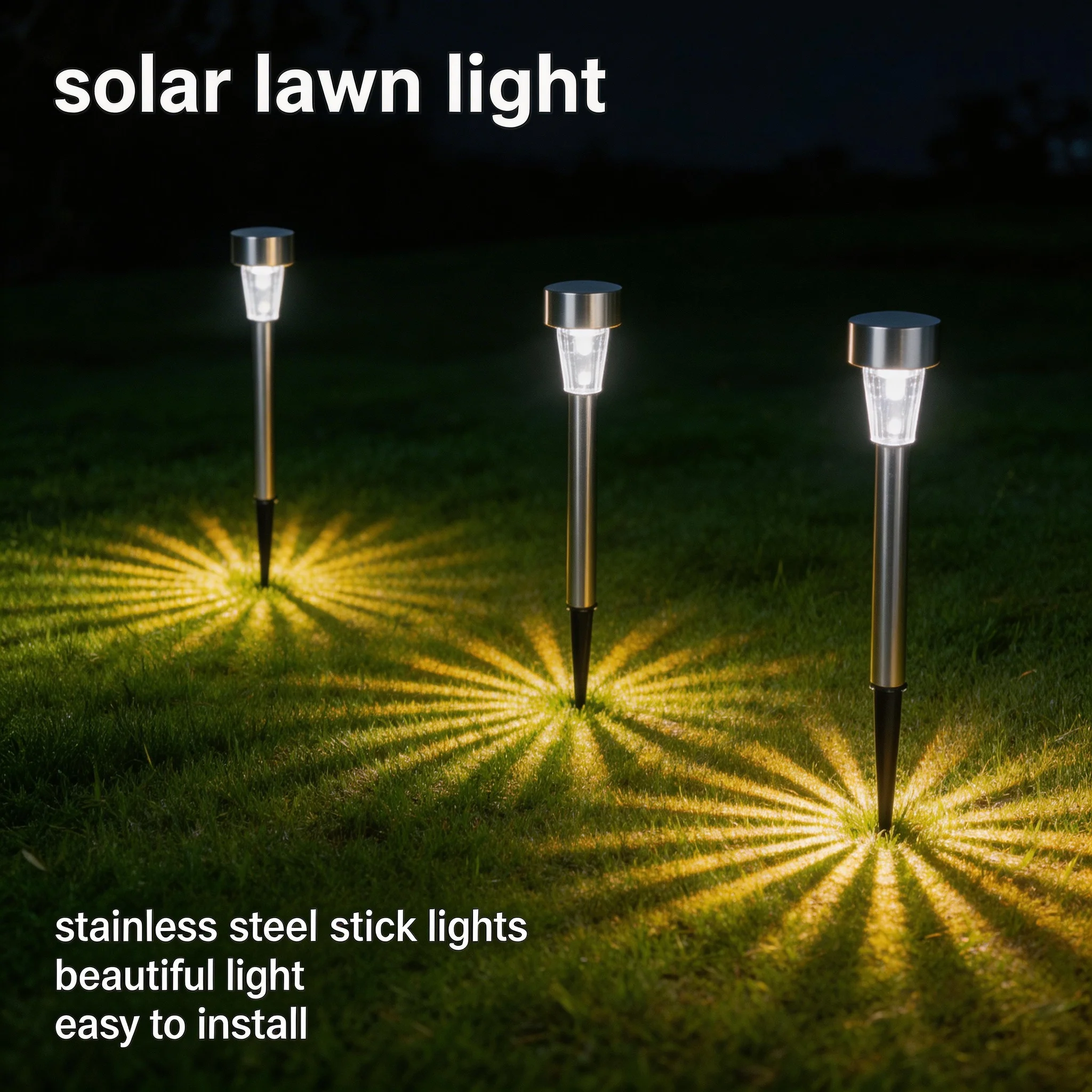 12pcs solar stainless steel stick lights+4pcs solar step light +4pcs solar wall light+4pcs Solar Semi-Circular Outdoor Lights