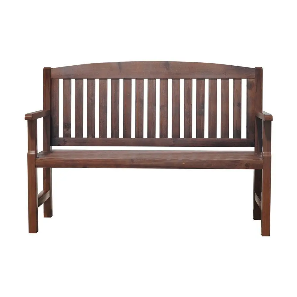 Outdoor Wooden Garden Bench 2 Seater Patio Lounge Chair Brown Outdoor Furniture