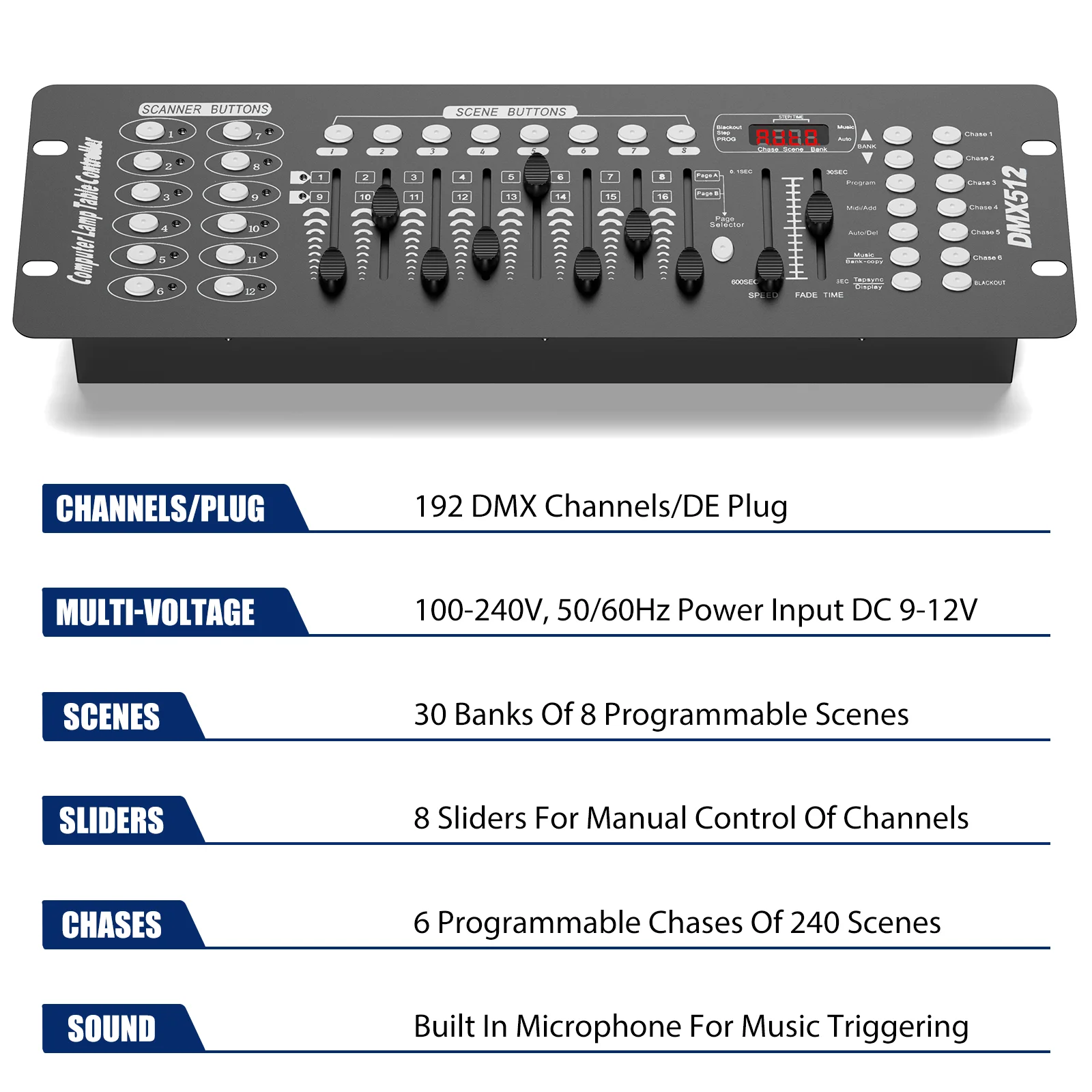 Nitehop DMX 512 Controller 192 Channel DMX Console Stage Lighting Controller For LED Par Moving Head Light DJ Disco Control Equipment