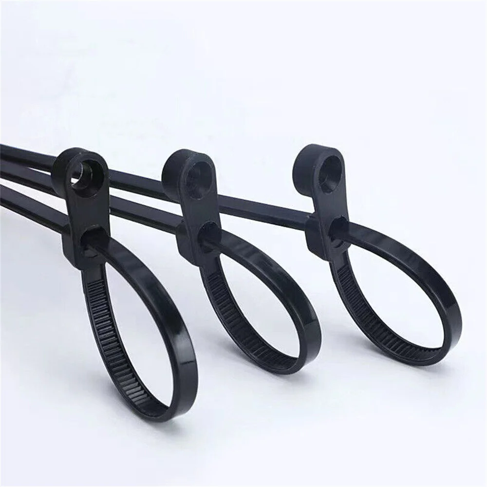 200PCS Nylon Cable Zip Ties with Screw Hole Mount Self locking Strap 5x200mm