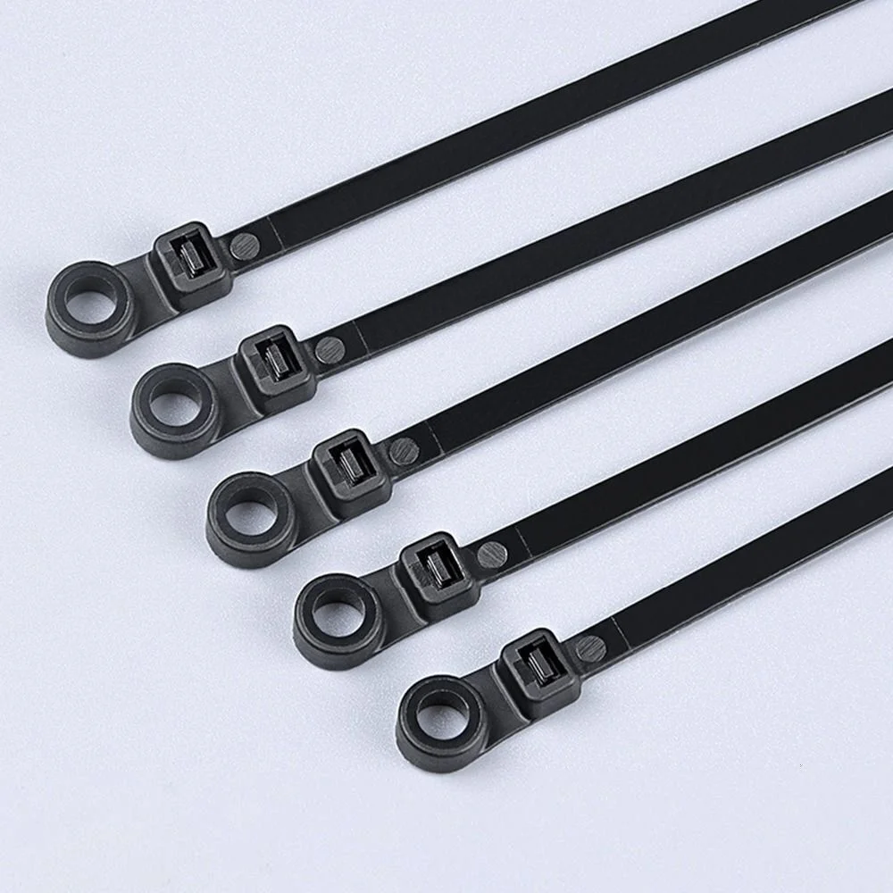 200PCS Nylon Cable Zip Ties with Screw Hole Mount Self locking Strap 5x200mm