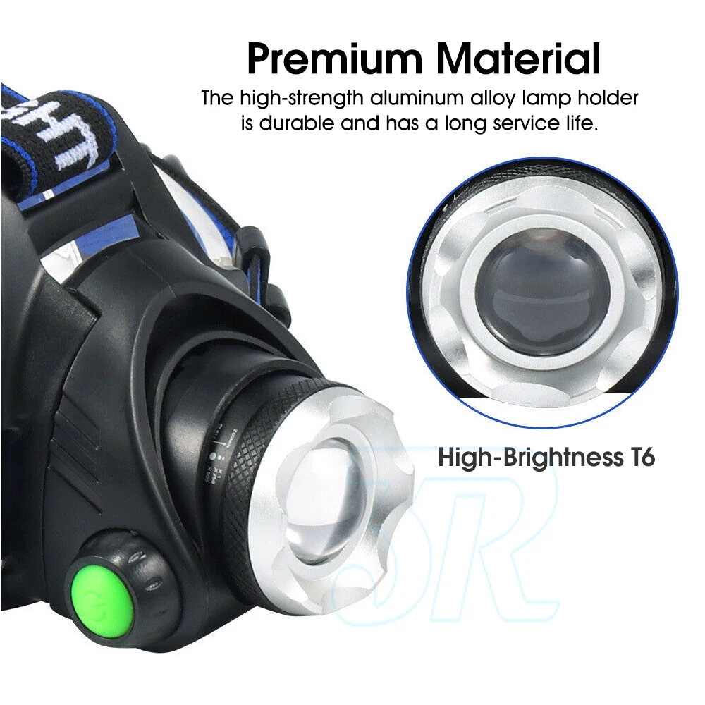 LED Headlamp Rechargeable Headlight Light Head Torch Lamp Flashlight